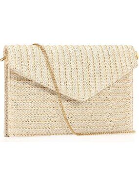 Chic Summer Woven Straw Clutch Purse, Elegant Beach Crossbody Bag, Boho Handbag